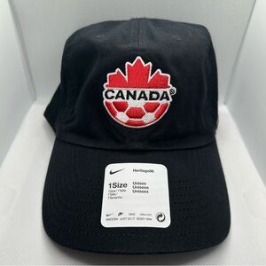 Nike Heritage 86 Dri-Fit Campus Cap Team Canada Soccer Club Black Adjustable Hat